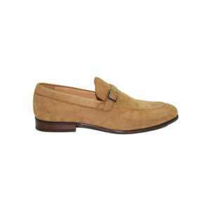 Formal Shoes: Stylish Light - Brown Suede Buckle Loafers