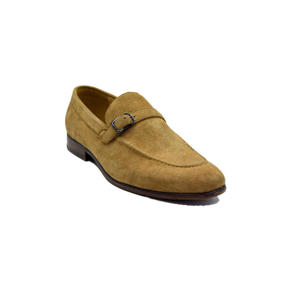 Formal Shoes: Stylish Light - Brown Suede Buckle Loafers