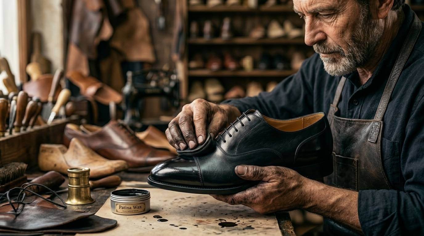 Premium-black-formal-shoes-manufacturing-process-by-Topmenz-factory