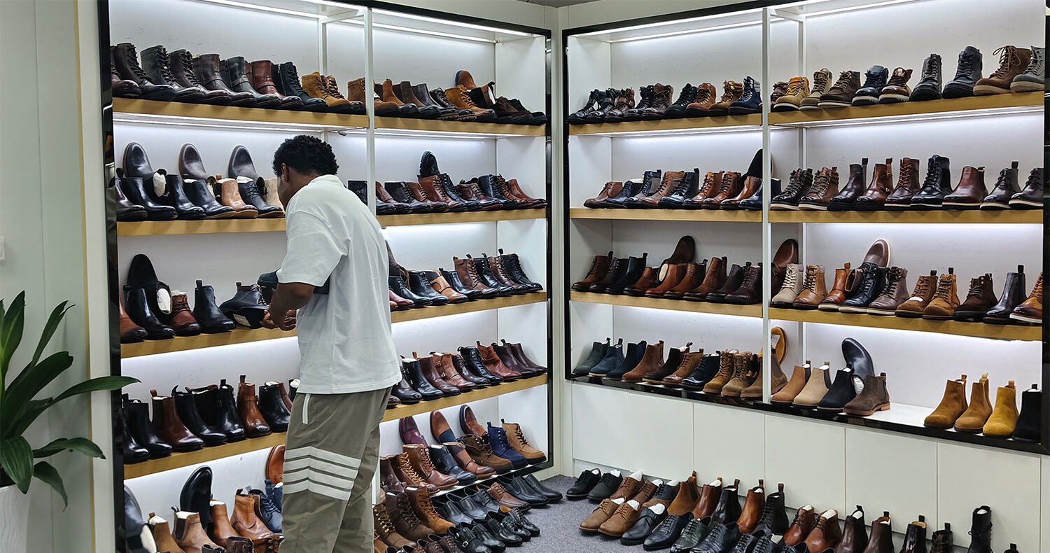 high end men's footwear showroom