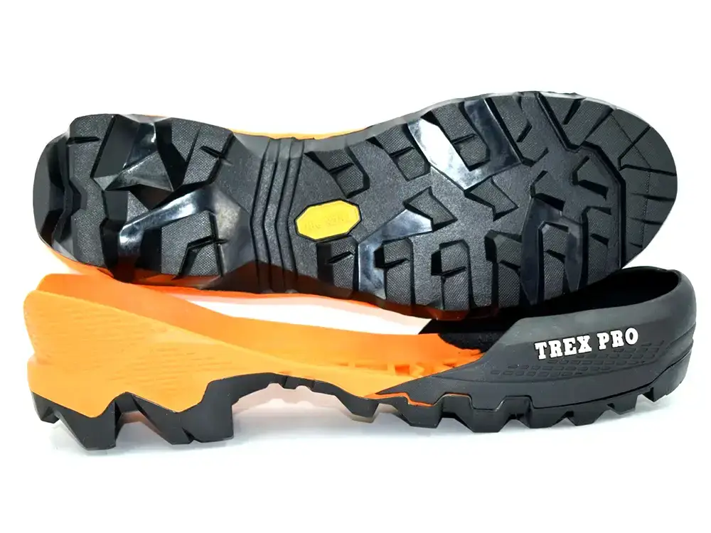 Outsoles of outdoor hiking shoes